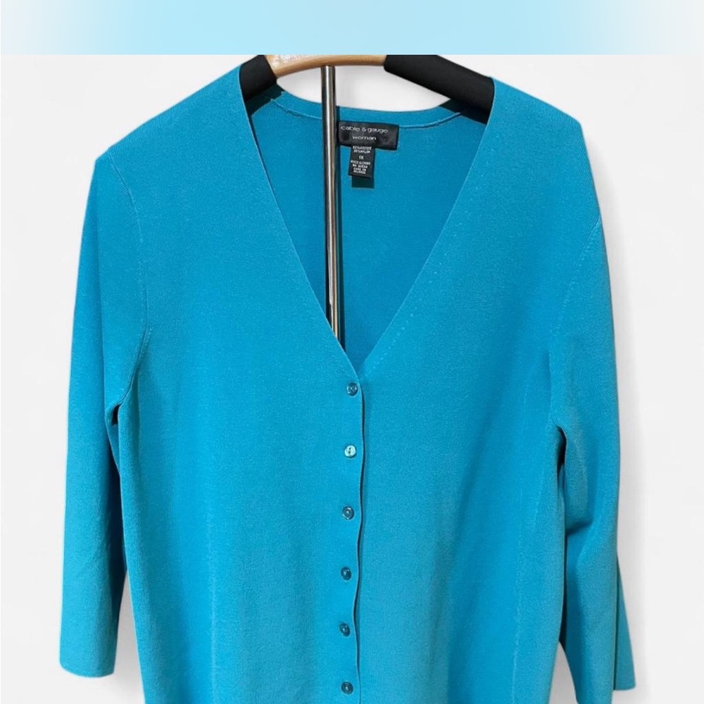 Cable & Gauge Turquoise V-Neck Cardigan